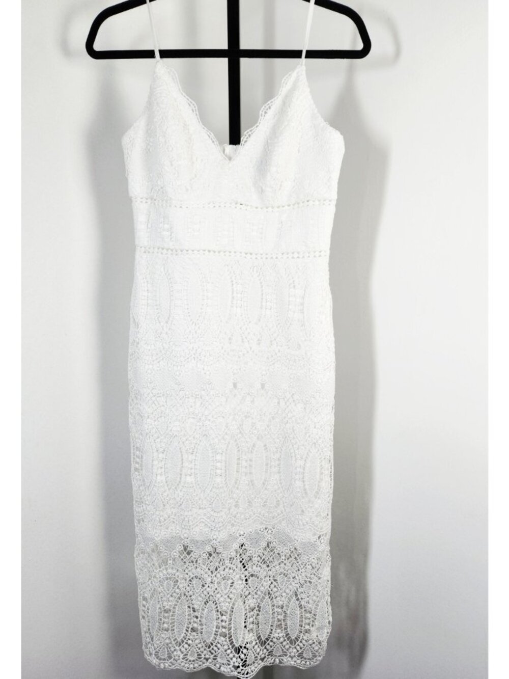 Premier Amour Women White Thin Strap Sheath Lace Overlay BraCup - SZ 8